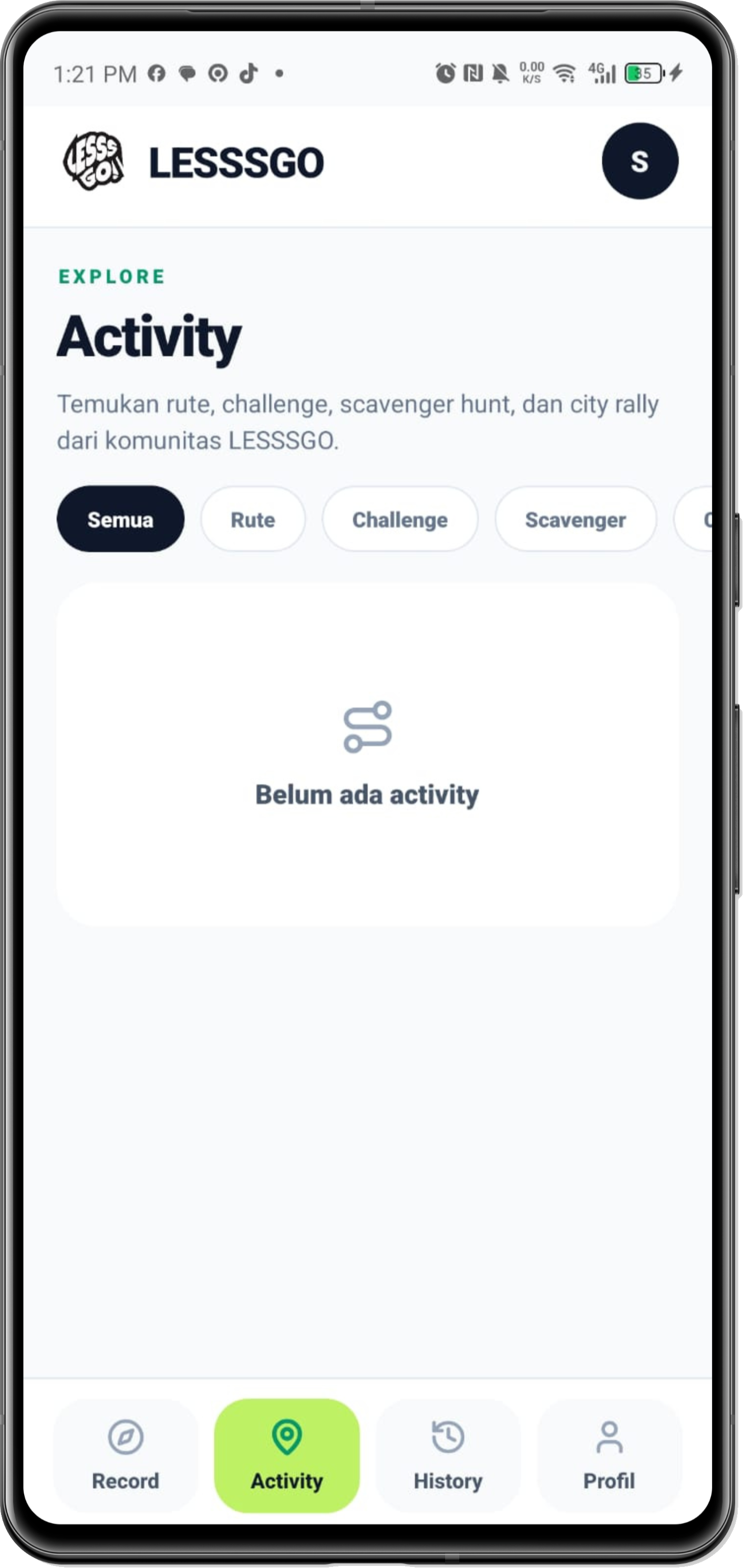 Tampilan Activity LESSSGO